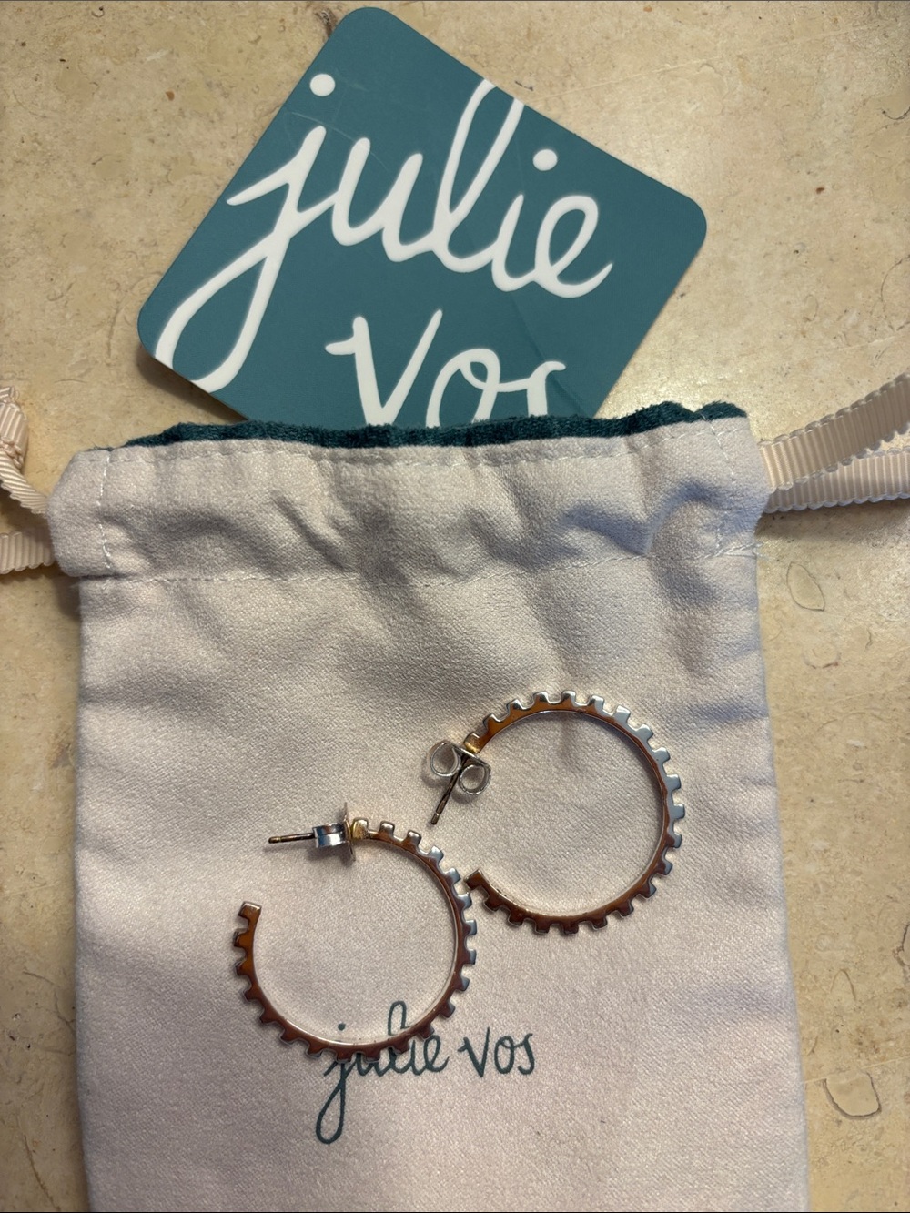 Julie Vos Silver Sawtooth Hoop Earrings